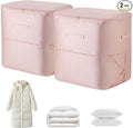 2Pcs Super Space Saving Self Compression Organizer, Space Saver Vacuum Storage Bags, Self Compression Storage Bags, vacuum seal bags for clothing, Sweaters, Blankets (Pink)