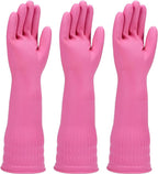 Rubber dishwashing gloves 3 or 6 Pairs for kitchen,Cleaning washing dish gloves long for household reuseable durable.