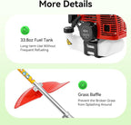 43CC 2-Stroke Weed Eater Gas Powered Weed Wacker, 2 Blade Heads Cordless Lawn Edger Gas Weed Trimmer with Shoulder Strap and Goggles Grass, Trimmer Tools for The Garden and Yard