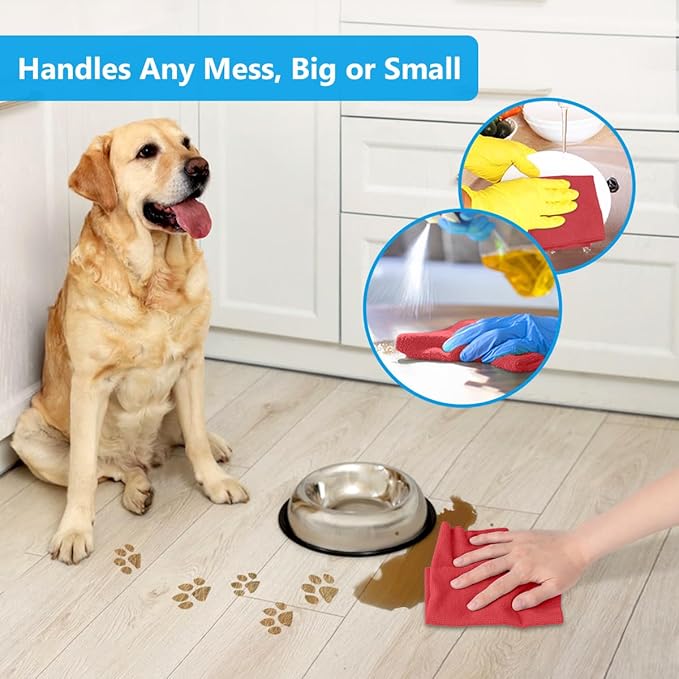 GLIMGLINT Microfiber Cleaning Cloth, 100 Pack Shop Towels, Lint-Free, Ultra Absorbent Reusable or Disposable Microfiber Cloths for Kitchen, Car, Cleaning Rags, 11" x 9", Red