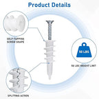 Self Drilling Drywall Anchors, 180PCS Heavy Duty Dry Wall Anchors and Screws Kit for Hanging Sheetrock, 90 Self-Tapping Plastic Drywall Hangers 90 Sheet Rock Screws