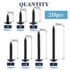 #8 Screws Assortment Set 210Pcs Alloy Steel Standard Thread Truss Head Fast Self Tapping Wood Screw Black Oxide by SG TZH
