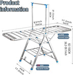 Heavy Duty Clothes Drying Rack Foldable with Brake Wheels,75''Extra-Thick Metal Frame, No Assembly Required, Adjustable Height for Indoor Outdoor Use