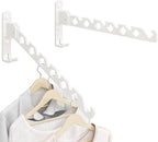 Wall Mounted Clothes Drying Rack, Wall Clothes Hanger Hook for Laundry Room, Clothes Hanger Foldable, Wall Clothes Rack Indoor, Perfect for Small Spaces, White 2 Packs