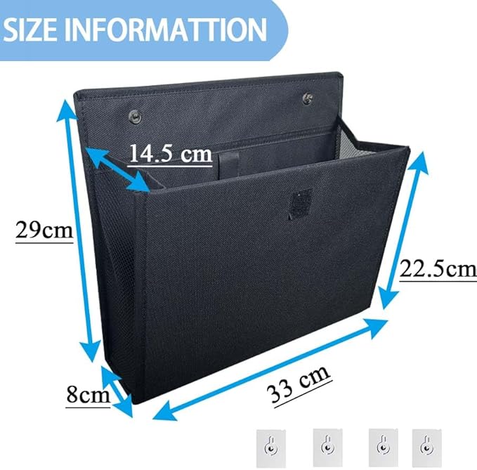 Over the Door Shoe Organizer, Grey 16 Pockets Hanging Shoe Storage Rack with Large Deep Pockets, Oxford 600D Fabric Shoe Storage Rack with 6 hook for Shoes, Home Accessories etc (Black, 1-Grid)