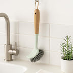 Beille 1pc Dish Brush with 9 Inch Bamboo Handle Household Essentials Cleaning Supplies