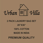 Urban Villa Laundry Bags 2 Pack Canvas Dirty Clothes Travel Laundry Bag|Machine Washable|Reusable College Hostel Liner Bag for Garments with Drawstring Closure - Size 28 x 36 Inches