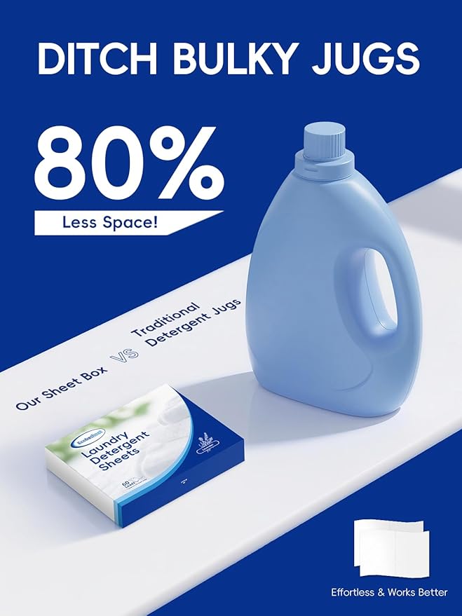 Laundry Detergent Sheets – 60 Loads - Quick Dissolve, No Residue - Lightweight, Eco-Friendly & Travel Size Laundry Sheets - Linen