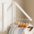 Clothes Drying Rack, Laundry Room Wall Mounted Retractable Clothes Hanger Drying Rack, Laundry Clothing Drying Rack Folding Indoor or Outdoor, Easy Installation Aluminium Dryer, 2pcs(White)