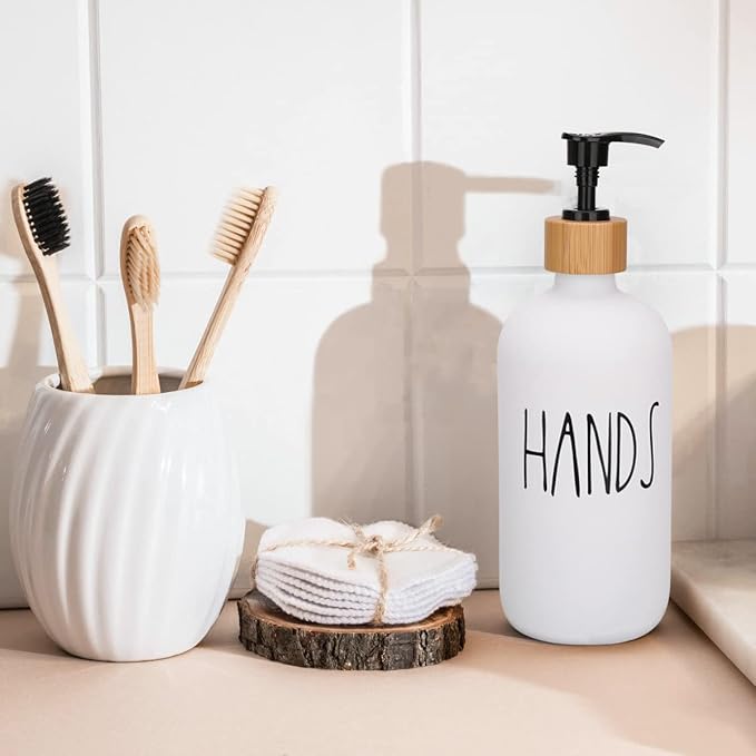 Hand and Dish Soap Dispenser Set for Kitchen Sink, Black and White Modern Farmhouse Decor, Kitchen Art Soap Holder (Black & White)