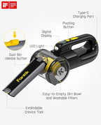 Fanttik Fold V10 APEX Pivot Cordless Car Vacuum, 17000Pa Handheld Vacuum Suction Power, Smart LED Display, Portable for Car Home Pet (Deluxe with Flexible Hose&Pet Brush)