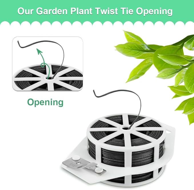Shintop 328 Feet Garden Plant Twist Tie with Cutter for Gardening, Home, Office (Black)