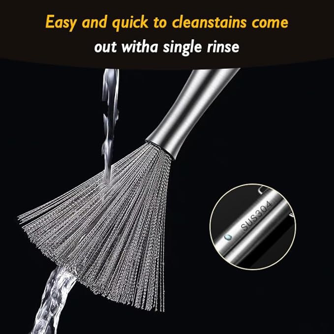 304 Stainless Steel Brushes, Instead of Traditional Steel Wool Scrubber, Metal Scrubber, Suitable for Removing Stubborn Messes from Cast Iron, Pots, Pans, Grill, Stoves, Gifts for mom (1PCS)