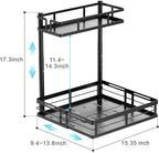 iSPECLE Kitchen Under Sink Organizer - 2 Tier Pull Out Organizer Expandable Width Add More Space, Adjustable Height Easy Get Items Without Bending, No Drilling Required Under Sink Storage