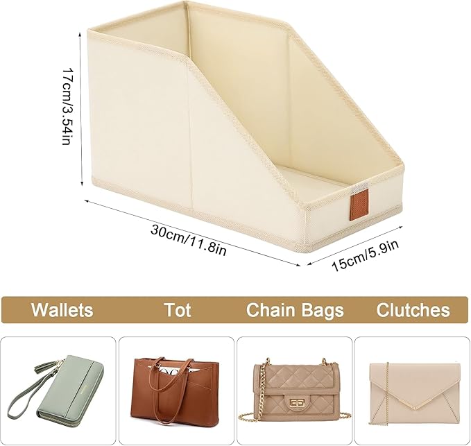 DIMJ Closet Organizers for Purses and Bag Storage, 6 PackSmall Storage Bins Foldable, Storage Baskets for Shelves, Wardrobe, Bedroom, Office, Fabric Cube Storage, 5.9 x 11.8 x 6.7 in