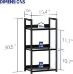 NUMENN Narrow Bookshelf, 3 Tier Bookshelves, Home Office Bookcase Shelf Storage Organizer, Free Standing Storage Shelving Unit for Bedroom, Living Room and Home Office, Black