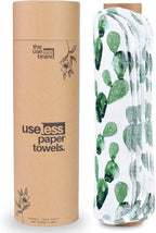 The Useless Brand Reusable Paper Towels Roll | 12 Eco Friendly Washable Cotton Flannel Towels w/Cardboard Roll | Zero Waste & Sustainable | Fits on All Holders (Cactus, 12 Towels)