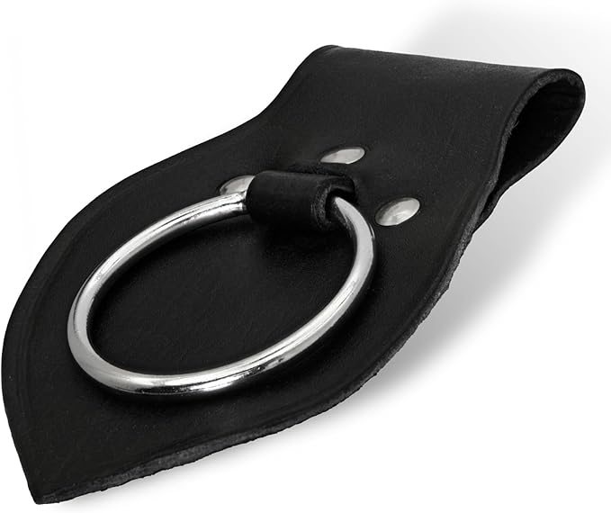 Armory Replicas - Genuine Rawhide Leather Universal Axe Frog - Medieval Hand Crafted O-Ring Funcitonal Outdoor Costume LARP Weapon Holder