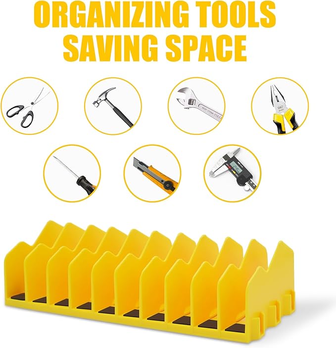2 Pack Pliers Organizer Storage Rack, Plier Organizer for Toolbox Pliers Wrench Screwdriver, 20 Slots Tool Boxes Drawer Storage for Cutters Tools with Non-Slip Rubber Base,Yellow