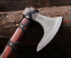 Viking Axe | Hand-Forged Carbon Steel Tomahawk with Rosewood Handle & Leather Sheath, Bearded Axe for Camping, Bushcraft, Throwing, Gifts for Men (Brown)
