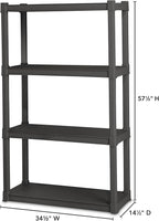 STERILITE 01643V01 4 Shelf Durable Solid Surface Shelving Unit, Flat Grey