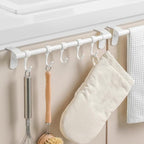 Zerodeko Cabinet Kitchen Utensil Hooks 5pcs Heavy Duty White Storage Rack Hanging Multi-Function Holder for Cabinet and Towel Organization