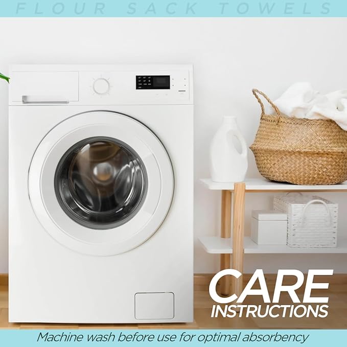 Flour Sack Kitchen Towels |Organic Cotton Blank Towel| Tea Towel Crafting Embroidery|Flat Thick Absorbent Quick Dry | Baking Bread Proofing Breathable Linen Cloth Cover Set of 10, 28 x 28 Inch, White