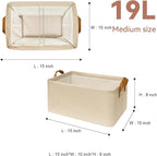 SNWDN 4 Pack Closet Cloth Storage Bins for Shelves, Medium Storage Baskets for Shelves, Fabric Bins for Closet organization with Handles（ Beige 15''L x 10''W x 8''H）