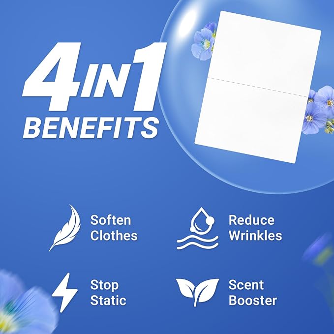 Soulink Fabric Softener Sheets for Washing Machine, No Plastic Jug Soap Strips, Alternative to Fabric Softener Liquid and Pods, Fresh Linen Scent, Up to 240 Loads