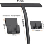 All -Purpose Silicone Shower Squeegee for Shower Glass Door with Hook, Bathroom Accessories for Window Mirror Tile Car Shower Walls,Household Shower Cleaner Tool (Black, 11inch)
