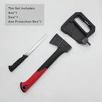 14" Axe with Saw Knife and Protective Box for Outdoor Use, Camping, Hiking, Garden