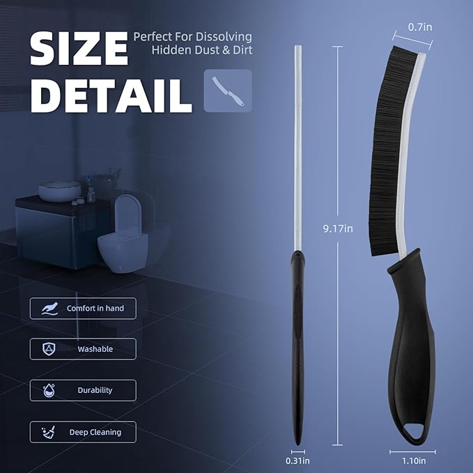 Crevice Cleaning Brushes, Cleaner Scrub Brush Tool for Hard to Reach Tight Space, Home Essentials, Cleaning Supplies for Shower, Bathroom, Kitchen, Toilet, Window