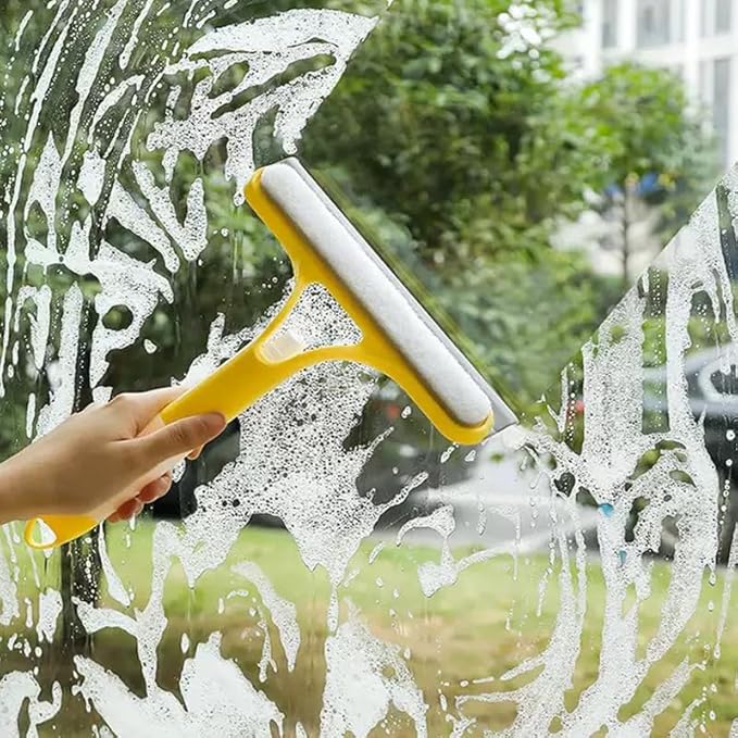 Shower Squeegee for Glass Doors 3 in 1 Spray Squeegee Window Squeegee Windshield Cleaner Tool Squeegee for Window Cleaning for Home Kitchen Car Windows (White)