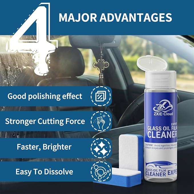 Glass Polish kit,6.76Fl Oz cerium oxide glass polish compound with polishing brush,glass scratch remove,Oil Film Cleaner,Glass Cleaner, Removes Stains and Water Spots, for Cars Glass and Mirror