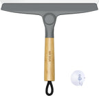 MR.SIGA All Purpose Silicone Squeegee for Shower Door, Mirror, Glass, Streak Free Shower Squeegee, Pivoting Bamboo Handle, Includes 1 Suction Hook, 10 inch Wide, Gray, 1 Pack