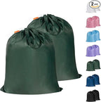 Polecasa Small Heavy Duty Laundry Bag with 130gsm Tear Resistant Fabric and Handles, Easy to Carry Durable Dirty Clothes Drawstring Bag, Perfect for College Dorm, Travel 2 Pack 21”x24”, Green