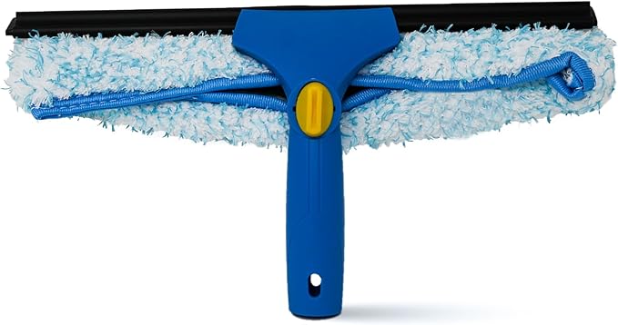 Kleen Handler Professional 2-in-1 Squeegee for Window Cleaning Tool Combo - 14" Squeegee & Microfiber Scrubber Sleeve, Window Glass Cleaning Kit for Commercial & Residential Use