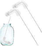 Honeydak 2-Pack 30 Inch Carboy Brush, Nylon & Steel, L-Shape, Clear, 76cm, Wine Making & Beer Brewing, Glass Carboy Cleaning Brush