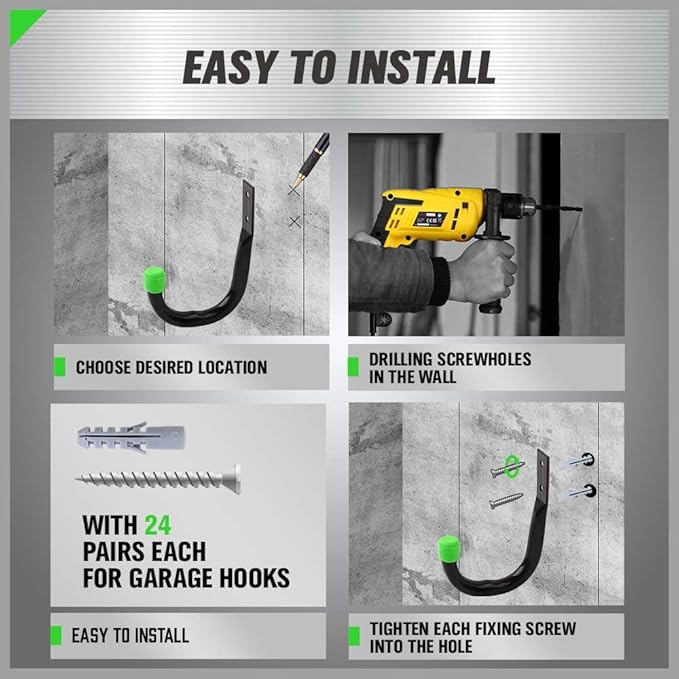 SWANLAKE Heavy Duty Garage Storage Utility Hooks, Utility Hooks for Garage Wall,Color Black (12PCS)