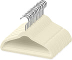 TechZoo 50 Premium Baby Velvet Hangers - 11.8" Non-Slip, Ultra-Slim Space-Saving Children Closet Hangers - 360° Swivel Hook, Strong & Durable Infant & Toddler Clothes Hangers for Wardrobe - Ivory