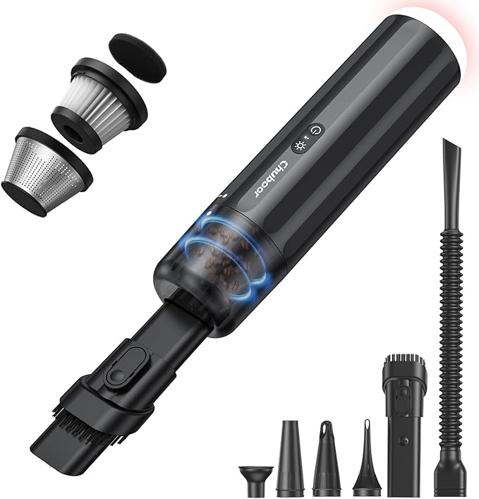 Chuboor Handheld Car Vacuum Cleaner, 14,000Pa Cordless Vacuum Cordless Rechargeable, 120 WPowerful Mini Hand Vacuum with Multifunctional Nozzle for Car, Home, Office, Pet Hair (Brown)