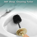 Gold Toilet Brush and Holder Set, Stainless Steel Toilet Brush for Bathroom,Heavy Duty Gold Toilet Bowl Brush and Holder,Deep Cleaning Modern Toilet Cleaner Brush -Space Saving, Covered Brush, Durable