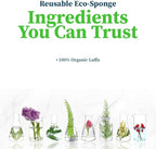 Natural Cleaning Sponges, 100% Organic Luffa Dish Scrubber, Plant-Based Compostable Kitchen Dishwasher Sponge, Cleans Sink, Grout & Tile, Non Scratch Scouring Pad - 4.4 x 2.8 in, Pack of 3