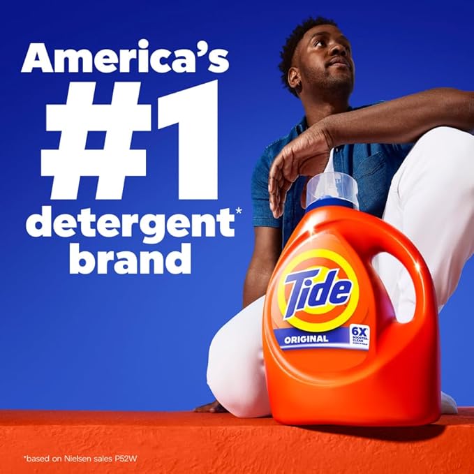 Tide Laundry Detergent Liquid, Original Scent, 80 Loads, 105 FL OZ, Works on 100% of Common Stains, Laundry Soap, Liquid Laundry Detergent