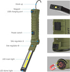 Men Tools for Christmas Birthday Gift 2 Packs LED Rechargeable Work Light Flashlights, 360°Rotate 5 Modes,Gifts for Men Him Dad Handyman for Car Repair, Grill and Outdoor