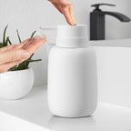 Matte White Soap Dispenser Bathroom,Ceramic Soap Dispenser Lotion Pump Dish Soap Dispenser for Kitchen,16oz Refillable Liquid Hand Wash Dispenser for Bathroom (Rubber Paint)