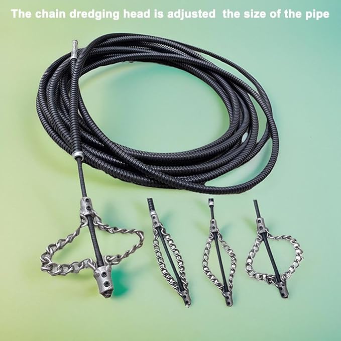 Drain Cleaning Cable for Bathrooms, 2026New Sewer Descaling Chain, 8mm (1/4") Heavy Duty Drain Clog Remover Tools, Flexible Push Snake Cable for PVC Pipes, Toilets (2Meter)