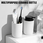 Hand Soap Dispenser for Bathroom Decro, Ceramic Liquid Pump Bottles Refillable Dish Dispenser for Kitchen Farmhouse Colleage Dorm, Matte White 2 Pack