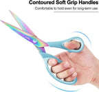 Craft Scissors, All Purpose Sharp Titanium Blade Shears, Comfortable Grips, School Scissors Set of 3 pack, Ideal for Office, Home, Sewing, Fabric, Kitchen, Arts and DIY Supplies, 9.3"/8.5"/5.6", Blue