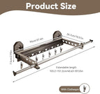 Extendable Clothing Dryer Rack, Invisible Folding Storage, Wall Mounted Drying Rack, Strong Suction Power, for Bed Linen, Clothing, Foldable Bathroom Wall Shelf (Curry Grey)